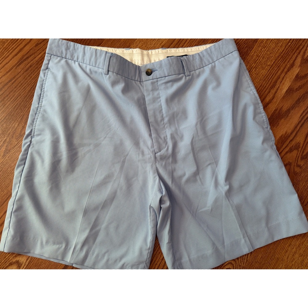 Greg Norman Mens Light Blue Micro Houndstooth Golf Shorts Size 38 Performance